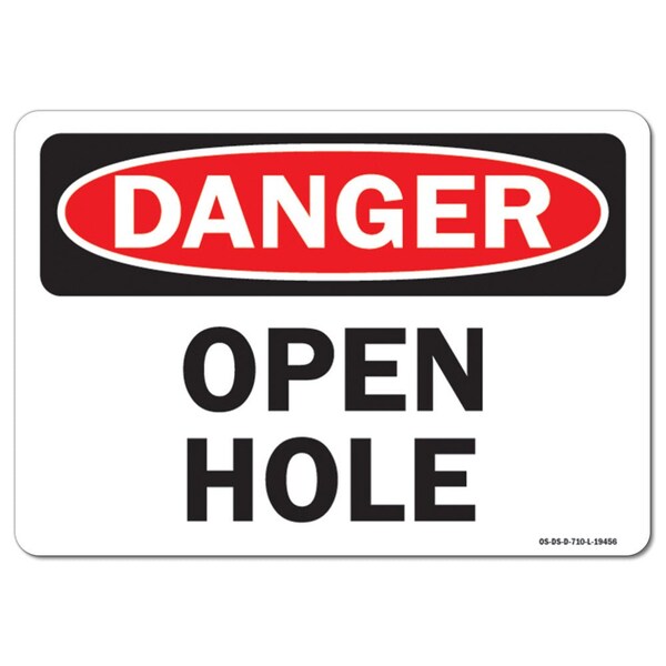 Signmission OSHA Danger Decal, Open Hole, 24in X 18in Decal, 18" H, 24" W, Landscape, Open Hole OS-DS-D-1824-L-19456 - main